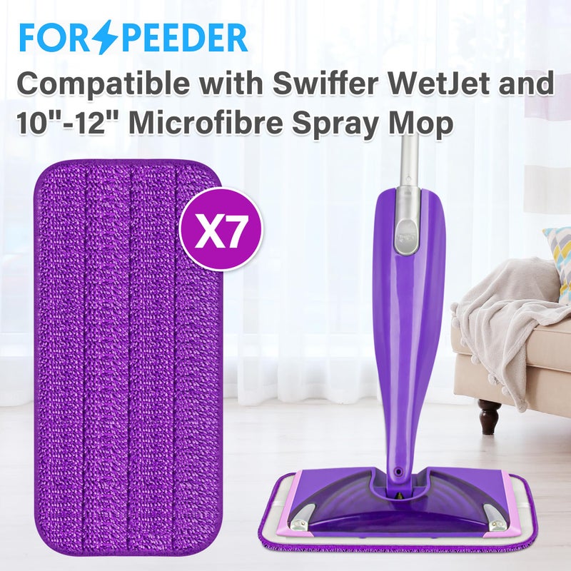 FORSPEEDER Reusable Mop Pads for Swiffer WetJet, Wet Pads Refills for 12'' Spray Mop, Microfiber Refill Machine Washable Up to 100+ Floor Cleaning for All Kinds of Floor Types, 7 Pack - Image 2